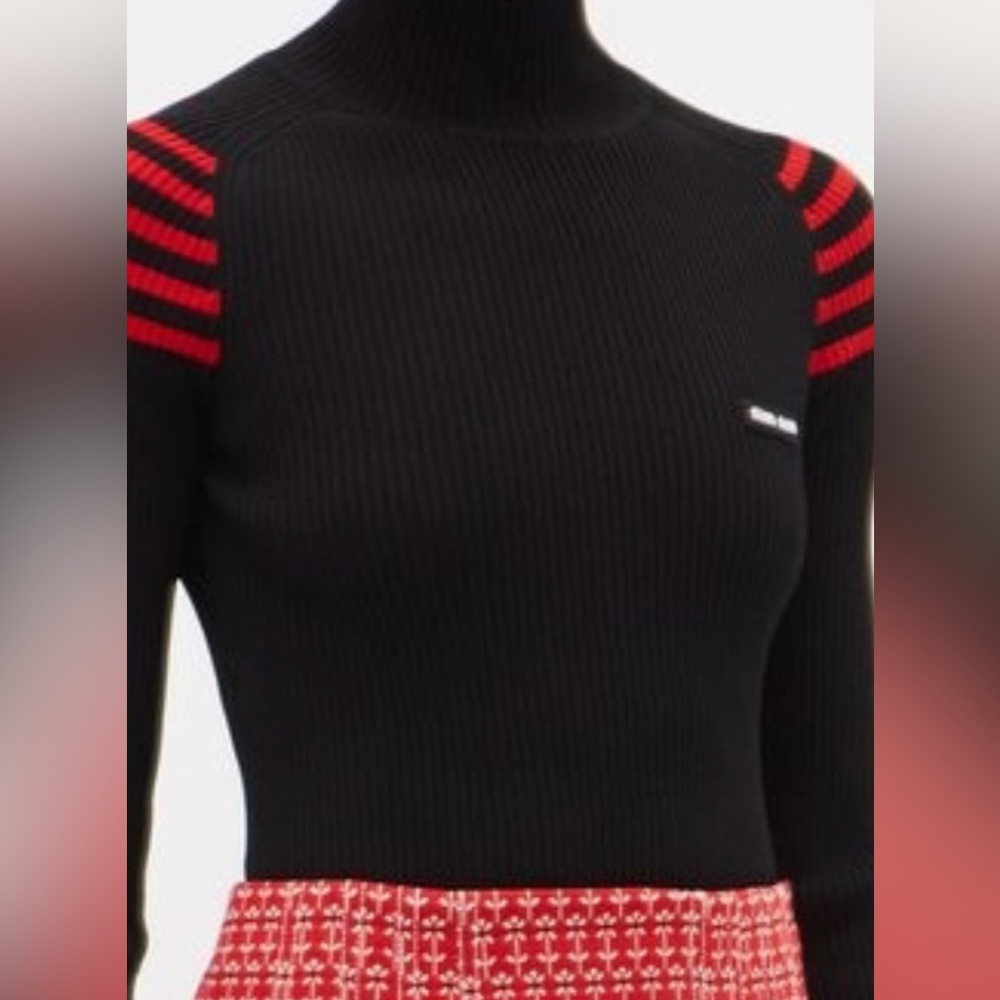 MIU MIU ribbed shoulder striped sweater